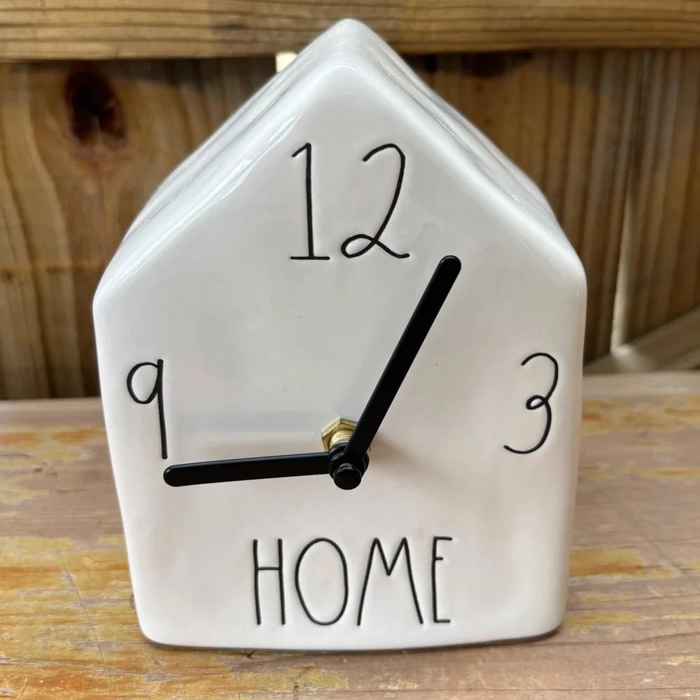 Rae Dunn Stoneware Farmhouse Mantel Clock Artisan Collection by Magenta 5 5/8”H